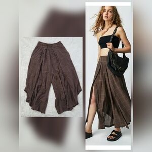 Free People Lunar Cove Wide-Leg Pants Chocolate Combo